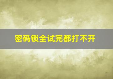 密码锁全试完都打不开