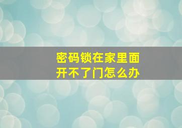 密码锁在家里面开不了门怎么办