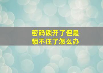 密码锁开了但是锁不住了怎么办