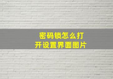 密码锁怎么打开设置界面图片