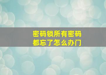 密码锁所有密码都忘了怎么办门