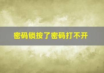 密码锁按了密码打不开