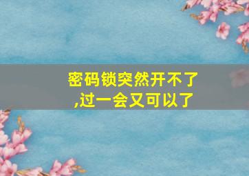 密码锁突然开不了,过一会又可以了