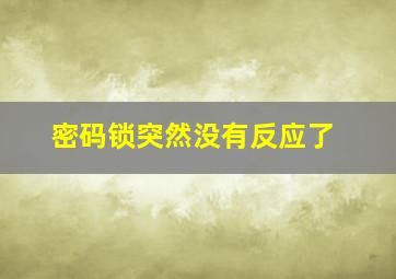 密码锁突然没有反应了