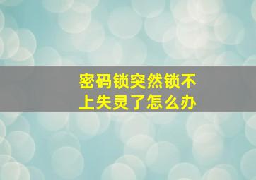 密码锁突然锁不上失灵了怎么办