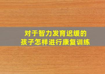 对于智力发育迟缓的孩子怎样进行康复训练