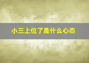 小三上位了是什么心态