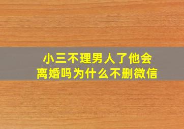 小三不理男人了他会离婚吗为什么不删微信