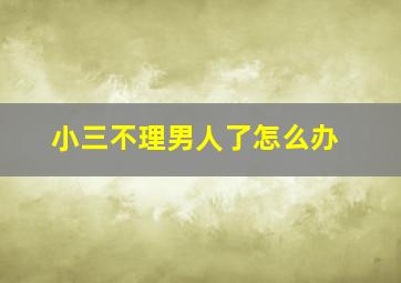 小三不理男人了怎么办