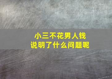 小三不花男人钱说明了什么问题呢