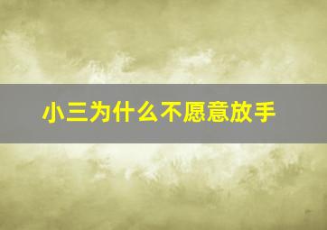 小三为什么不愿意放手