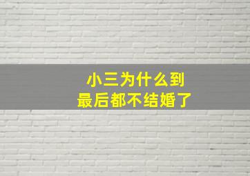 小三为什么到最后都不结婚了