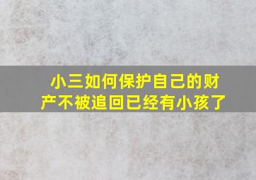 小三如何保护自己的财产不被追回已经有小孩了