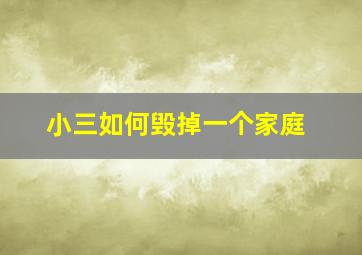 小三如何毁掉一个家庭