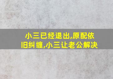 小三已经退出,原配依旧纠缠,小三让老公解决