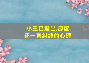 小三已退出,原配还一直纠缠的心理