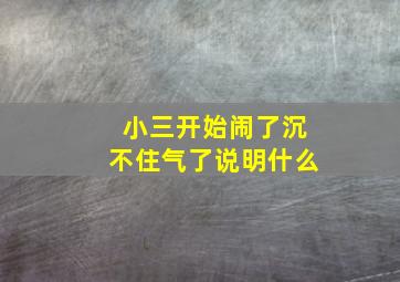 小三开始闹了沉不住气了说明什么