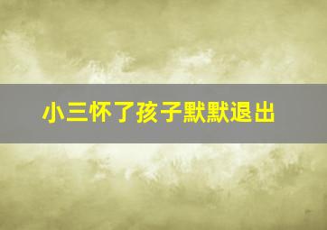 小三怀了孩子默默退出