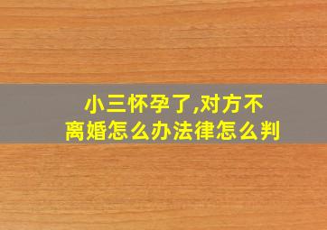 小三怀孕了,对方不离婚怎么办法律怎么判