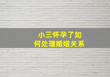 小三怀孕了如何处理婚姻关系