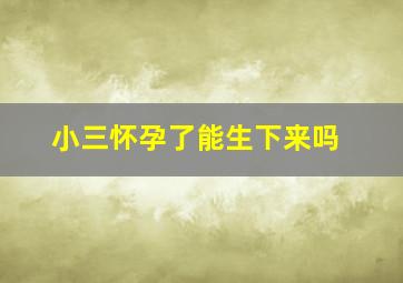 小三怀孕了能生下来吗