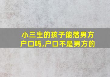 小三生的孩子能落男方户口吗,户口不是男方的