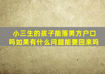 小三生的孩子能落男方户口吗如果有什么问题能要回来吗