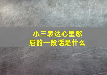 小三表达心里憋屈的一段话是什么