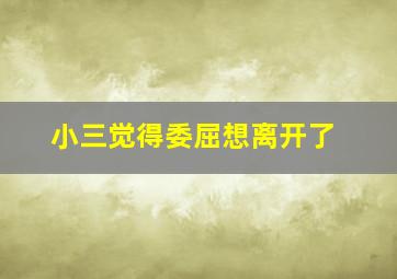 小三觉得委屈想离开了