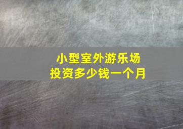 小型室外游乐场投资多少钱一个月