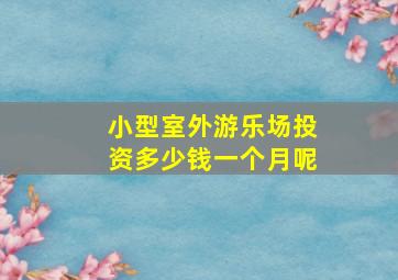 小型室外游乐场投资多少钱一个月呢