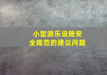 小型游乐设施安全规范的建议问题