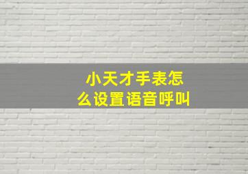 小天才手表怎么设置语音呼叫