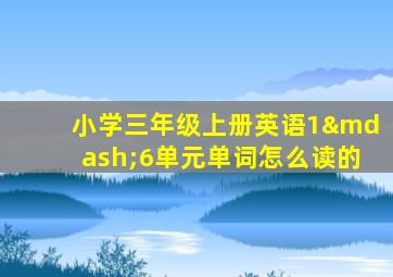 小学三年级上册英语1—6单元单词怎么读的