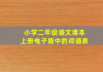 小学二年级语文课本上册电子版中的词语表