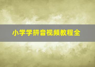 小学学拼音视频教程全