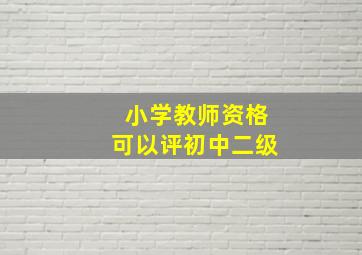 小学教师资格可以评初中二级