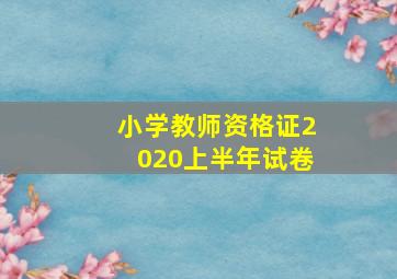 小学教师资格证2020上半年试卷