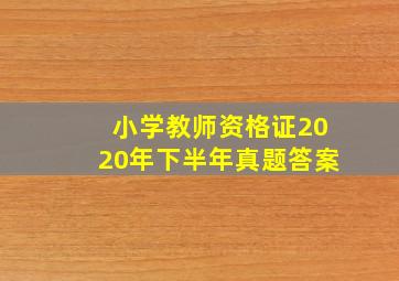 小学教师资格证2020年下半年真题答案