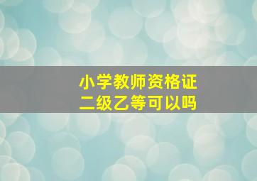 小学教师资格证二级乙等可以吗