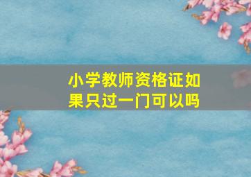 小学教师资格证如果只过一门可以吗