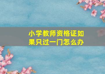 小学教师资格证如果只过一门怎么办