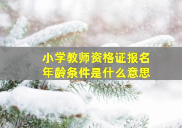 小学教师资格证报名年龄条件是什么意思