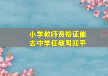 小学教师资格证能去中学任教吗知乎