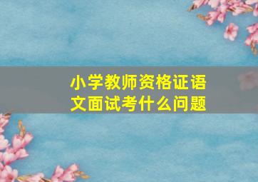 小学教师资格证语文面试考什么问题