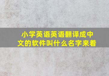 小学英语英语翻译成中文的软件叫什么名字来着