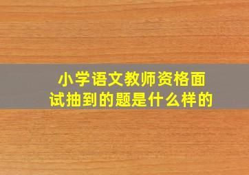 小学语文教师资格面试抽到的题是什么样的