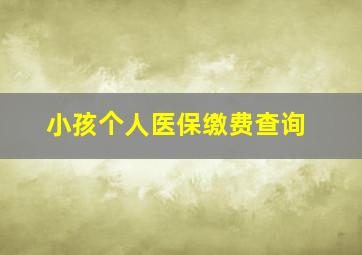 小孩个人医保缴费查询