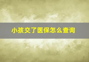 小孩交了医保怎么查询