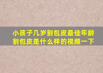 小孩子几岁割包皮最佳年龄割包皮是什么样的视频一下